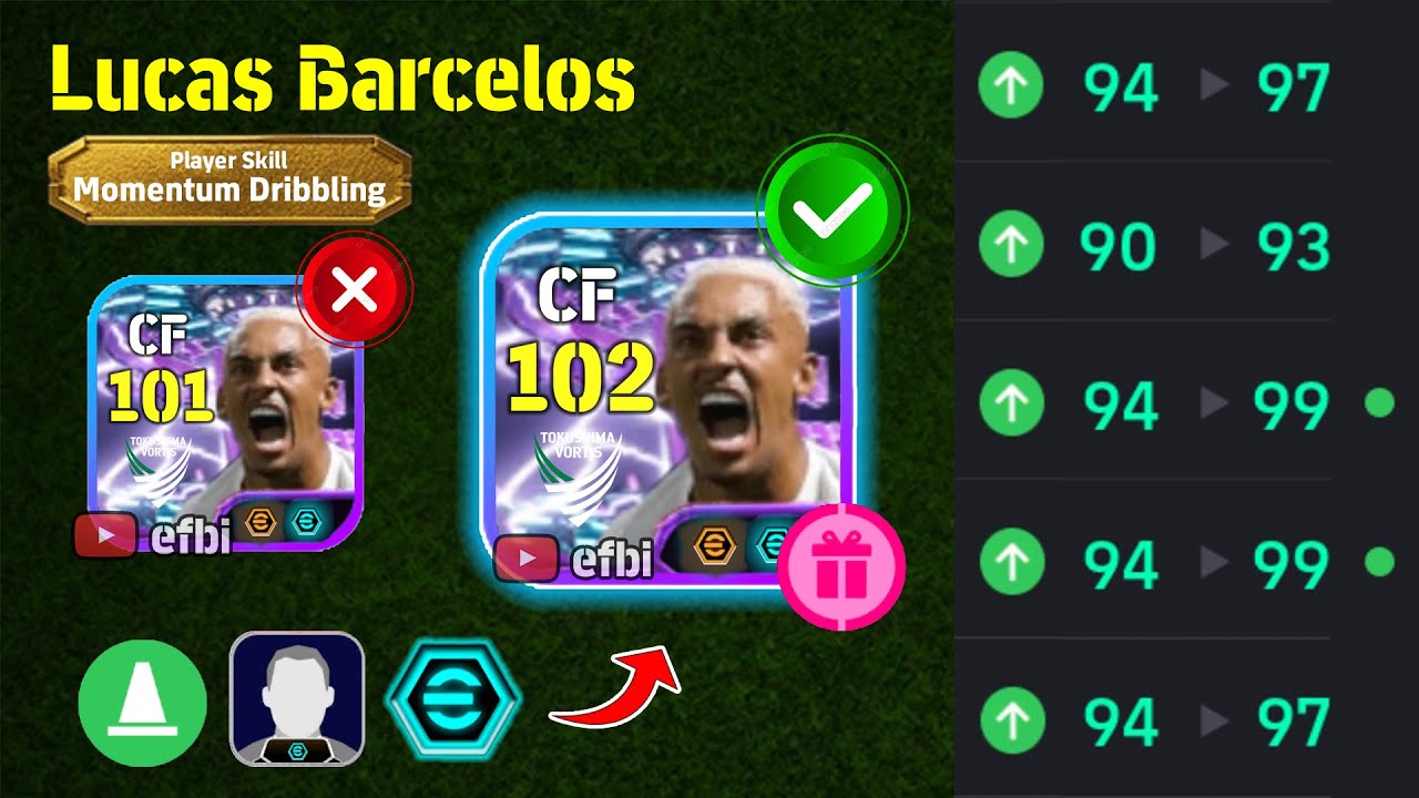 Lucas Barcelos 102 BEST TRAINING with Booster, Max Level, Player Progression eFootball 2026