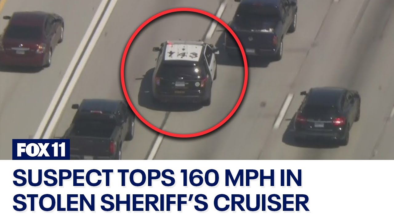FULL PURSUIT: Sheriff's cruiser stolen in LA, female suspect tops 160 mph in 2-county chase