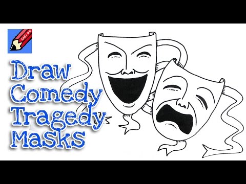 How to draw Tragedy and Comedy Masks real easy - step by step