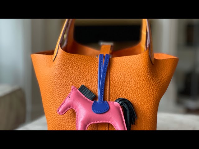 HERMES Picotin 18 Abricot Touch + Rodeo PM Bag Charm 