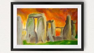 pastel landscape soft drawing step easy painting beginners stonehenge tutorial