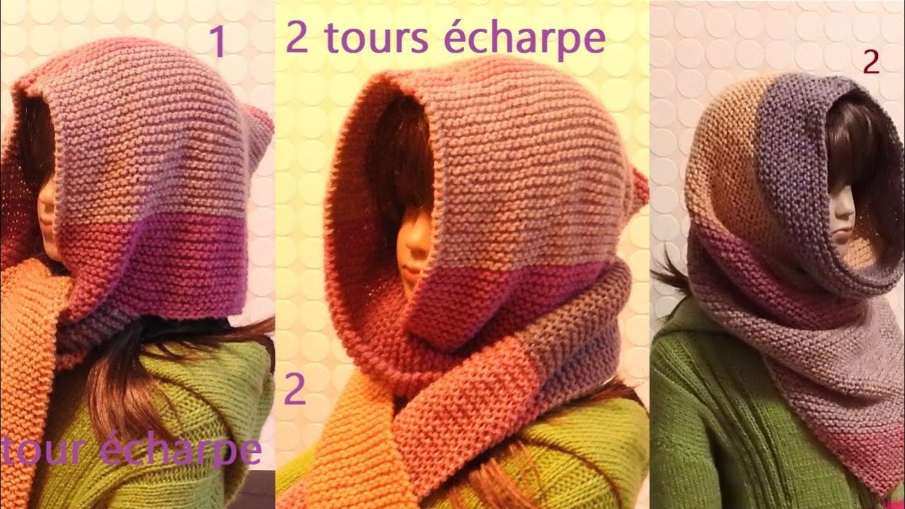 Echarpe capuche, Tricot, Modele tricot gratuit