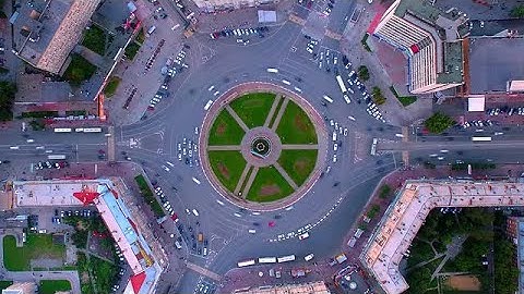 Time Lapse Aerial Shot Of Busy Roundabout Stock Video