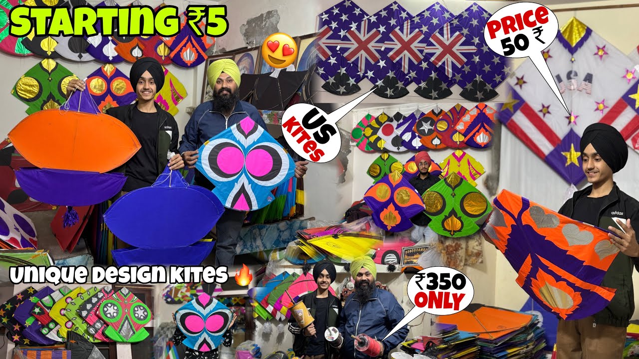 CHEAPEST KITE PRICE😱 STARTING ₹5 RUPEES UNIQUE DESIGN KITES [] GATTU ONLY ₹350 😍US KITES 