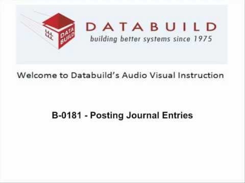 B-0181 Posting Journal Entries - Databuild Software Training Video