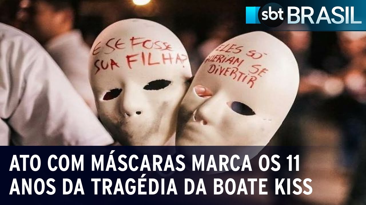 Ato com máscaras marca os 11 anos da tragédia da boate Kiss | SBT Brasil (27/01/24)