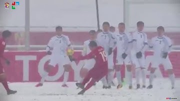 Siêu phẩm "cầu vồng tuyết" của Quang Hải gỡ hòa 1-1 cho U23 Vietnam