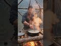 CREAMY FOREST MUSHROOM RISOTTO IN THE RAIN 🍄🔥🌧 | Cozy Campfire Cooking ASMR