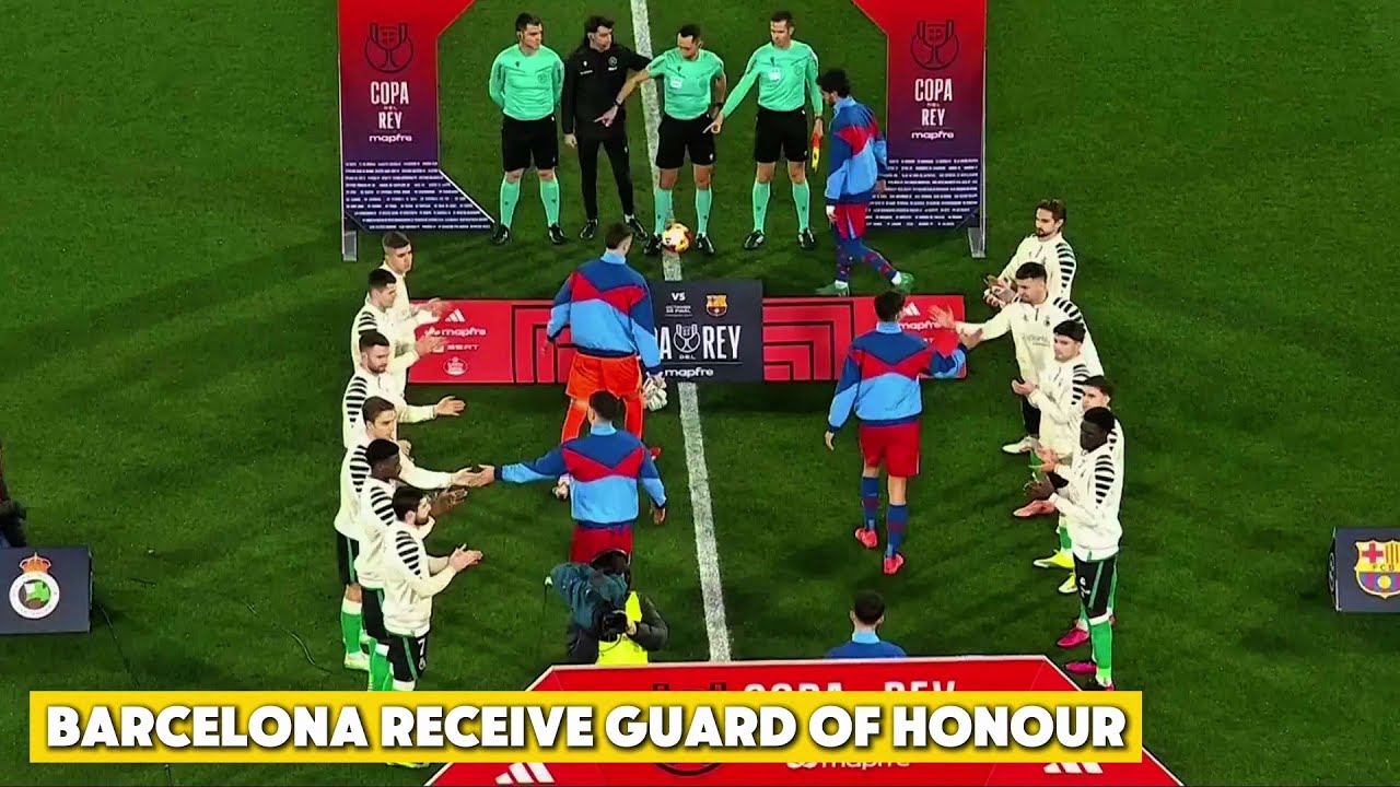 Barcelona Receive Guard of Honour From Racing Santander | Barcelona Vs Racing Santander 