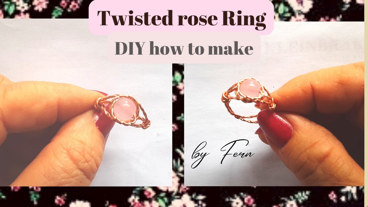 Twisted Rose Quartz ring/cross over/Simple Ring Tutorial/Anillo de alambre de cuarzo rosa trenzado