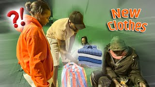 Giving Homeless People My Most Expensive Clothes to See My Girlfriend's Reaction!