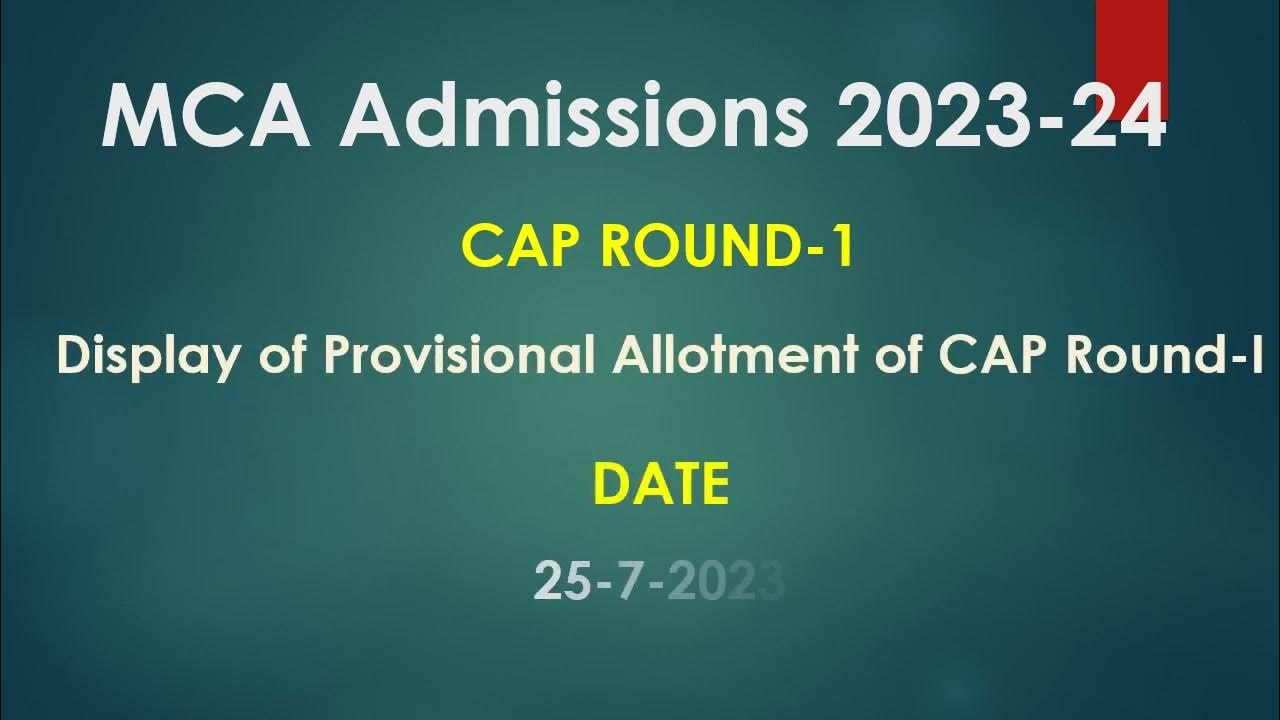 MCA CAP Round1 Important Dates MCA Admissions 202324 VPIMSR