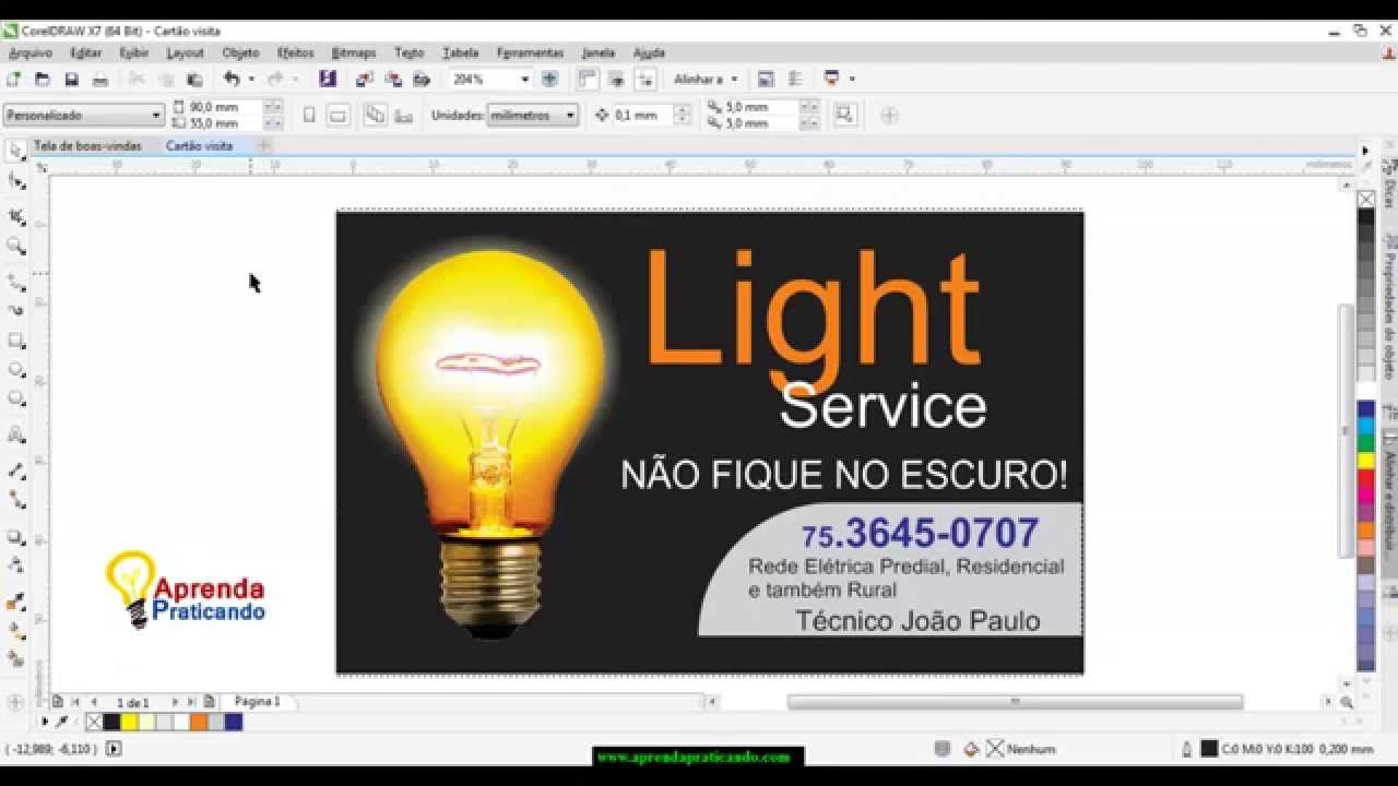 Video aula Corel Draw X7 Passo a Passo o criar um cart£o de visita HD