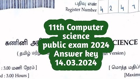 11th computer science|Public exam 2024 |Answer key|14.03.2024