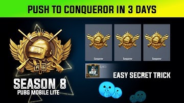 😇How to push to conqueror in pubg mobile lite || season 8 conqueror rank push full guide in hindi