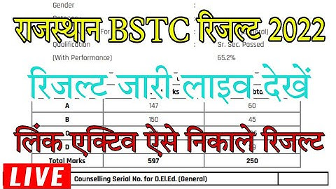 Rajasthan bstc result 2022 latest news/Bstc Cut-off 2022
