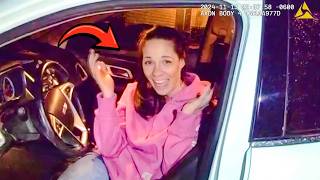 Drunk Woman Can't Stop Laughing After Crash... The Bodycam Captured Everything
