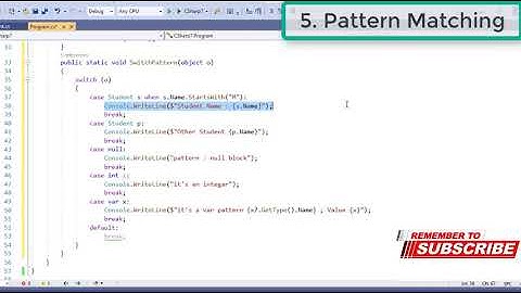 C# 7.0 New Features : Pattern Matching