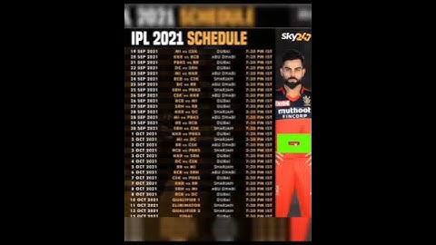 IPL 2021 time table