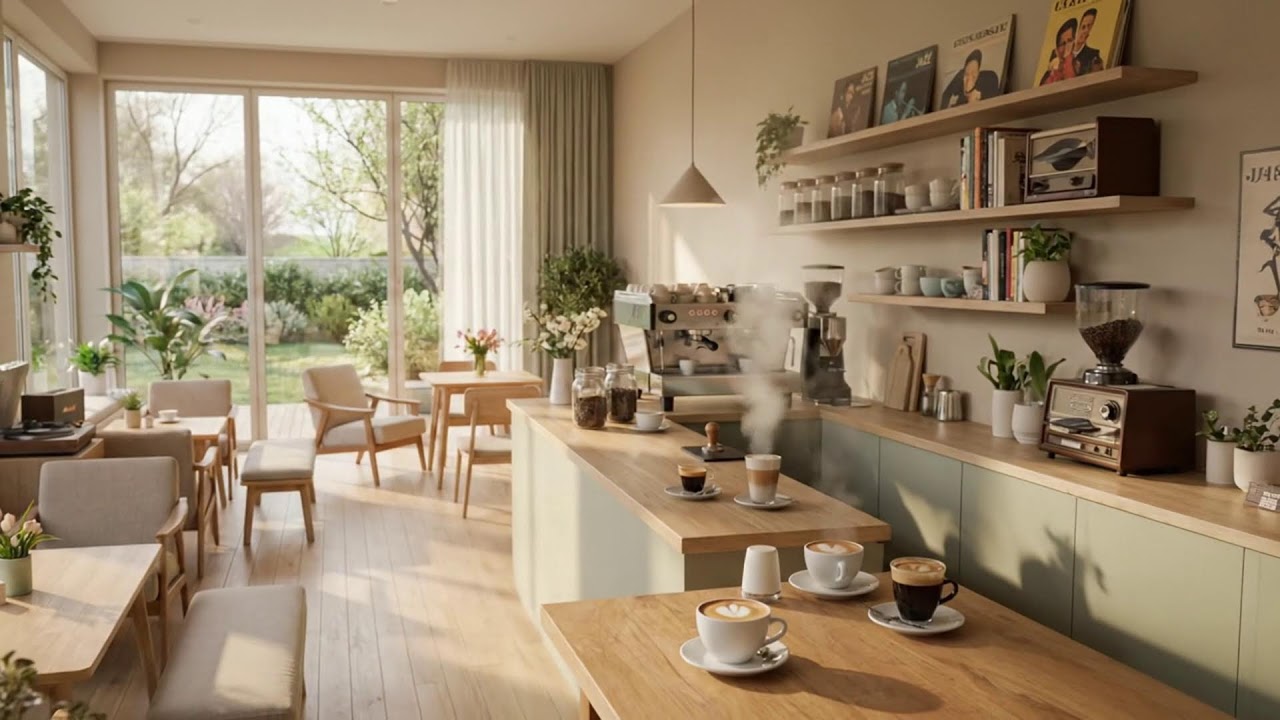 カフェの日差しとジャズ 🌷☕ 穏やかな春の音