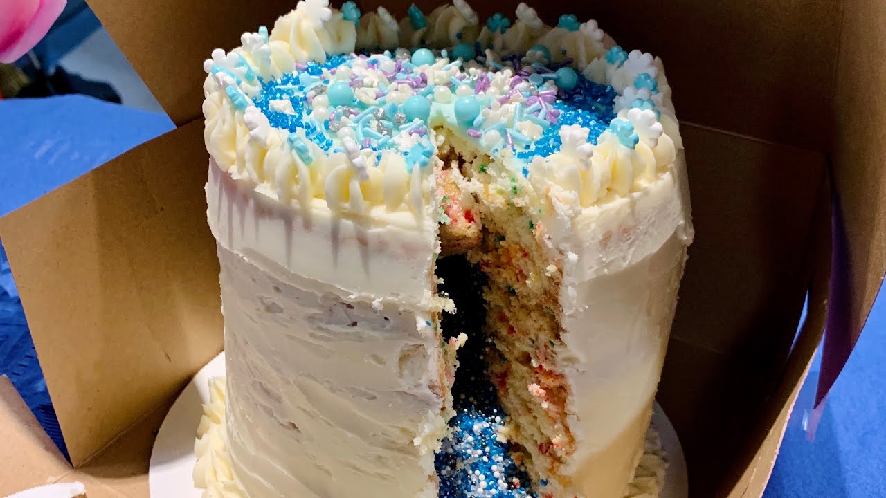 How to make a filled sprinkle cake for someone's birthday - YouTube