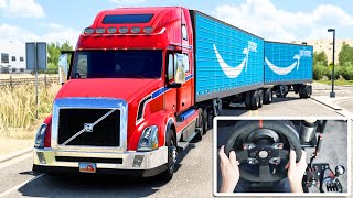 Working For Amazon Prime in Volvo VNL 780 - American Truck Simulator | Thrustmaster Wheel & Shifter