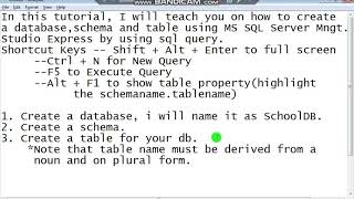Creating a database, schema and table part 2