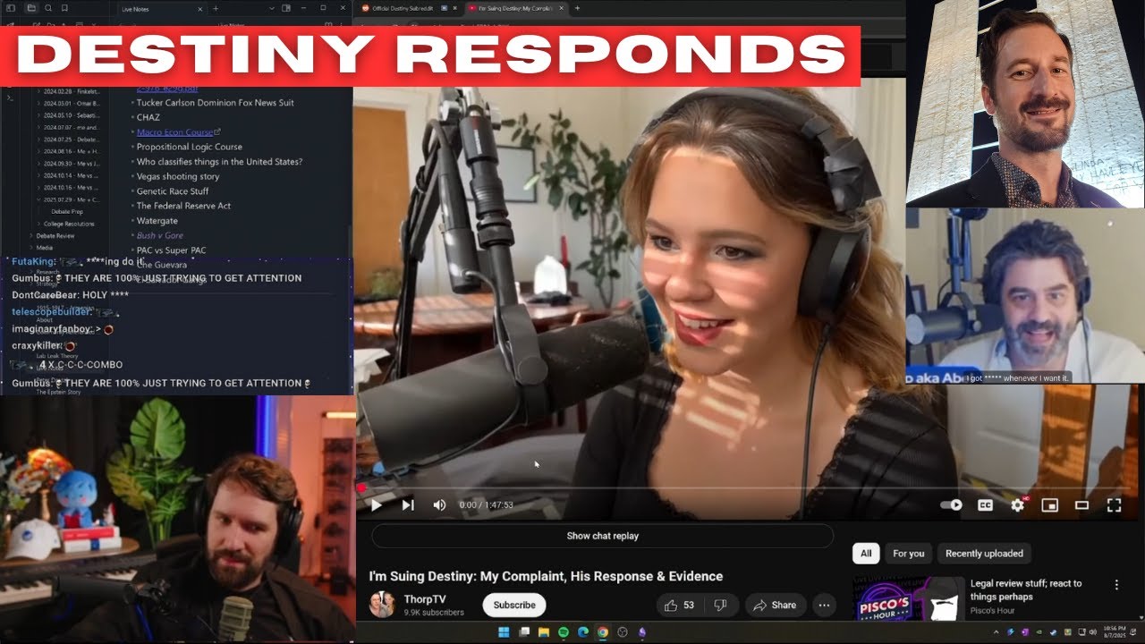 Destiny REACTS to Grace Thorp Lawsuit and Ben Thorp CLIP - Countersuit - Nick Rekieta Coverage