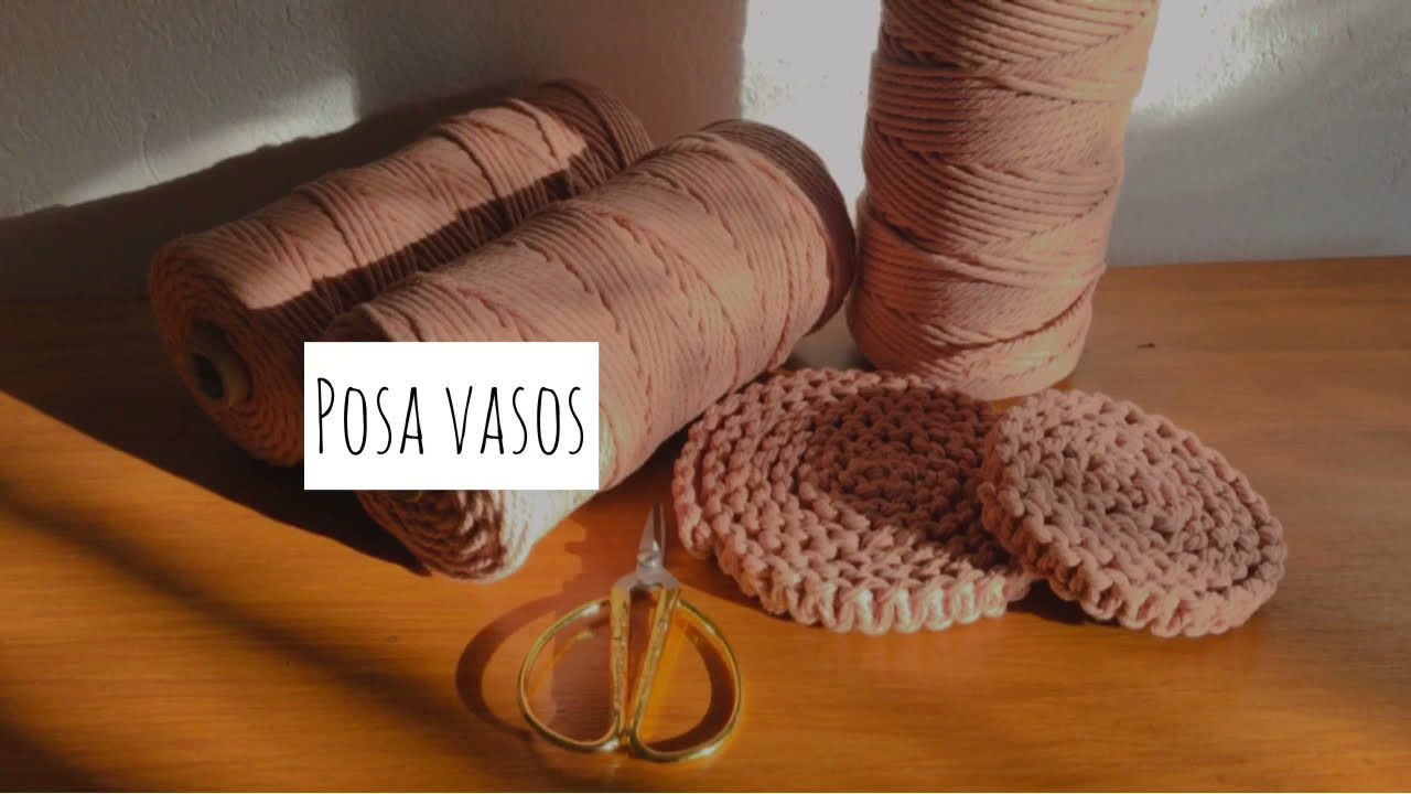 Posa Vasos de macramé con cadena de Nudo Plano