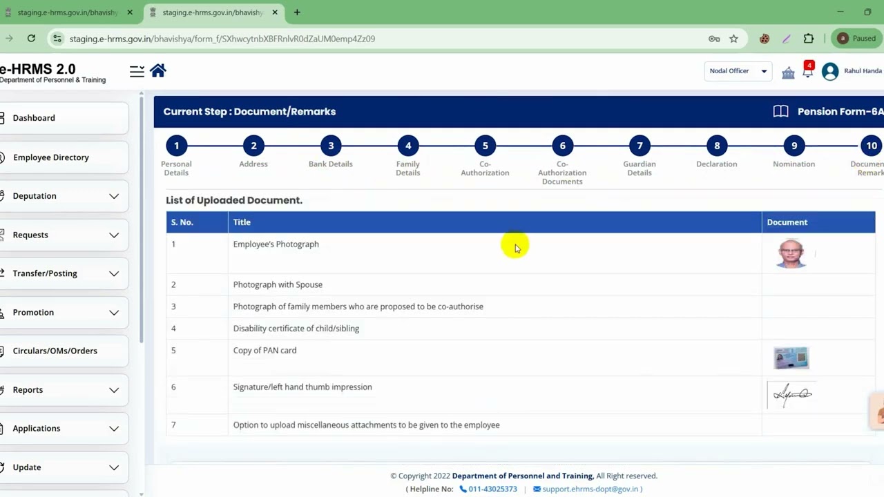 Nodal Officer Process for Form 6(A) in e-HRMS 2.0 | Validation, Other Details & Bhavishya Submission