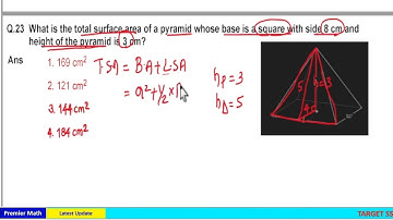 What is the total surface area of a pyramid, whose base is a square with side 8 cm and height of the