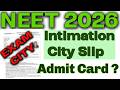 Neet 2026 Exam City || Admit Card Date ? || Exam Centre List || Neet Exam Date || #neetadmitcard