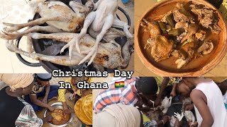 Typical Christmas Day in Ghana || cooking authentic CHICKEN SOUP with FUFU || African village life