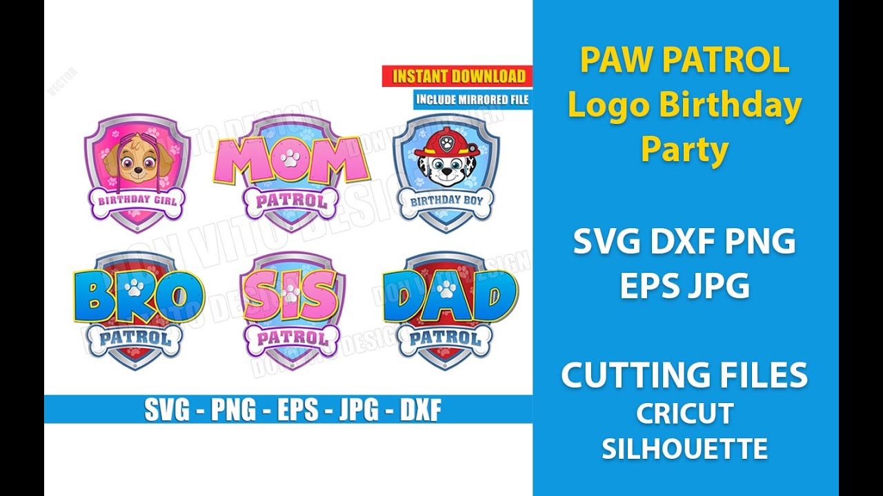 Download Logo Paw Patrol Birthday Party (SVG dxf png) Marshall Skye Vector Clipart Cut File Silhouette ...