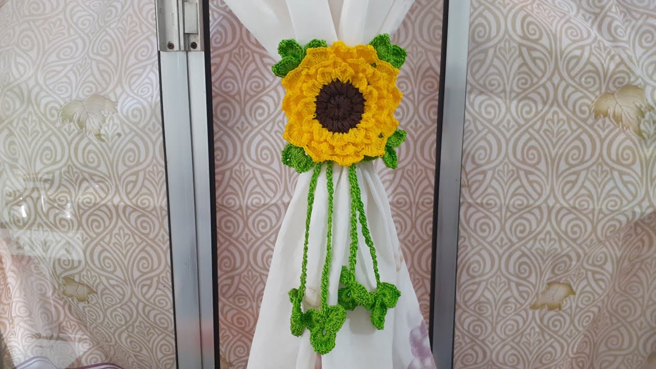Prendedor De Cortina Girassol Em Crochê 🌻