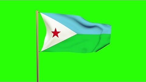 Djibouti Flag Waving In The Wind. Green Screen, Alpha Matte. Loopable Animation Stock Animation