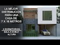 LA MEJOR DISTRIBUCION PARA UNA CASA DE 7 X 16 METROS / SALA A DOBLE ALTURA / 4 DORMITORIOS