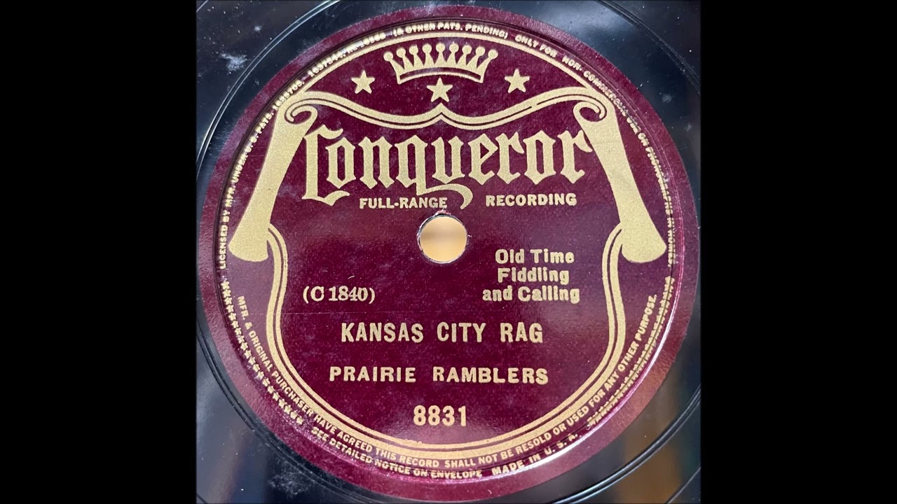 Prairie Ramblers w/ Tex Atchison "Kansas City Rag" 1937 Hillbilly Old Time Fiddling 78 RPM