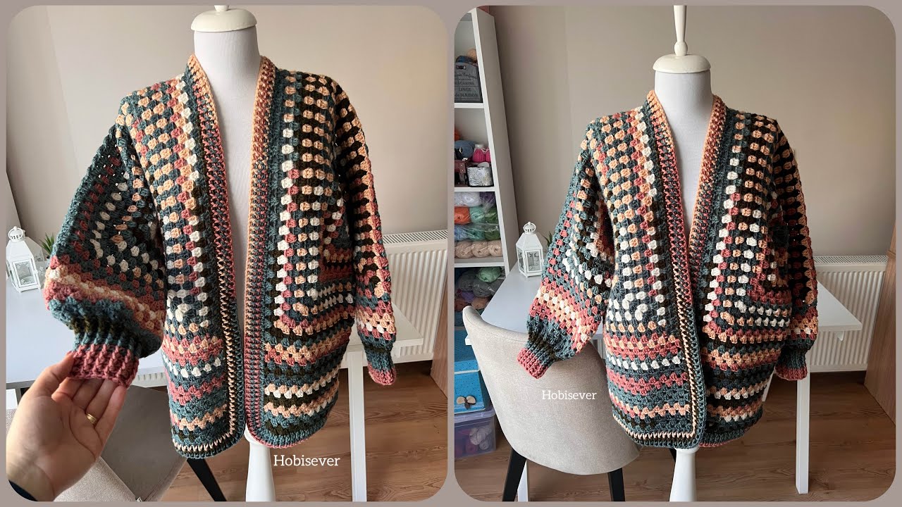 Настраиваемый размер ✅ Простой мастер-класс по вязанию крючком шестиугольного кардигана / Часть 2