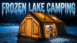 Inflatable Hot Tent Camping in Deep Winter | Wood Stove Cooking in Freezing Cold