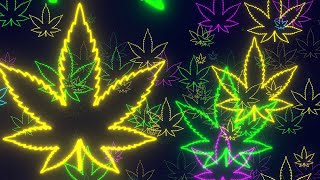 Neon Lights Cannabis Leaf Logo Flying Forward 4K Free Colorful Motion Background screenshot 5