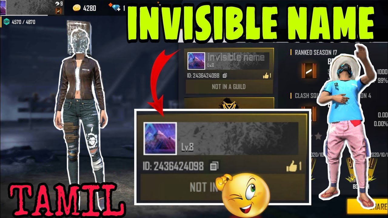 Free fire invisible name || How to create invisible name on free fire || empty name bar in tamil ||