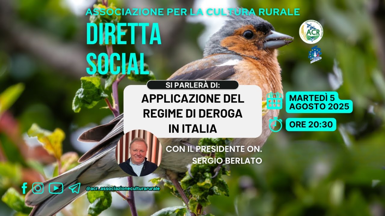 Sergio Berlato sarà in diretta per rispondere alle domande di tutti i Portatori della Cultura rurale