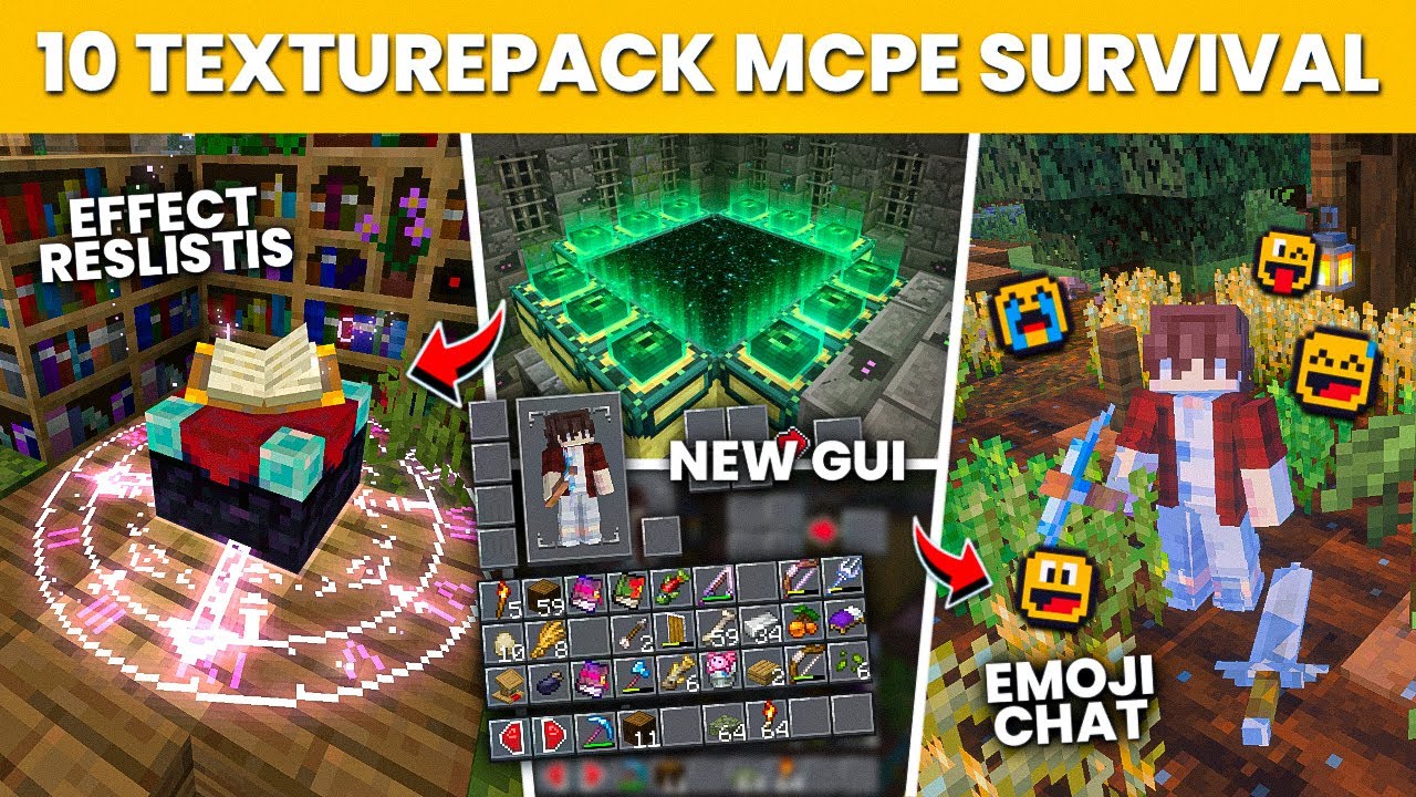 10 TEXTURE PACK MCPE TERBAIK & KEREN UNTUK SURVIVAL | 1.21 - YouTube