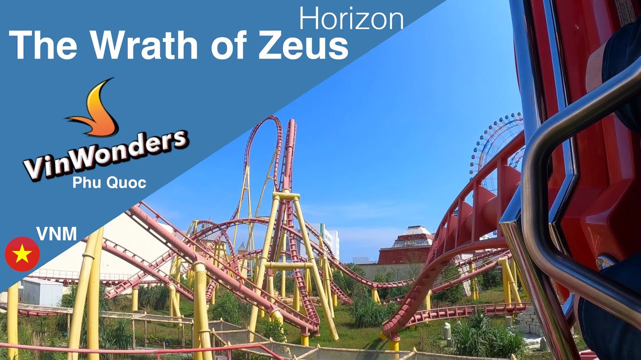 The Wrath of Zeus VinWonders Phu Quoc | Onride Rollercoaster Amusementpark POV horizon stabilized