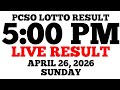 Lotto Result Today 5:00 PM Draw April 26, 2026 Sunday PCSO LIVE Result