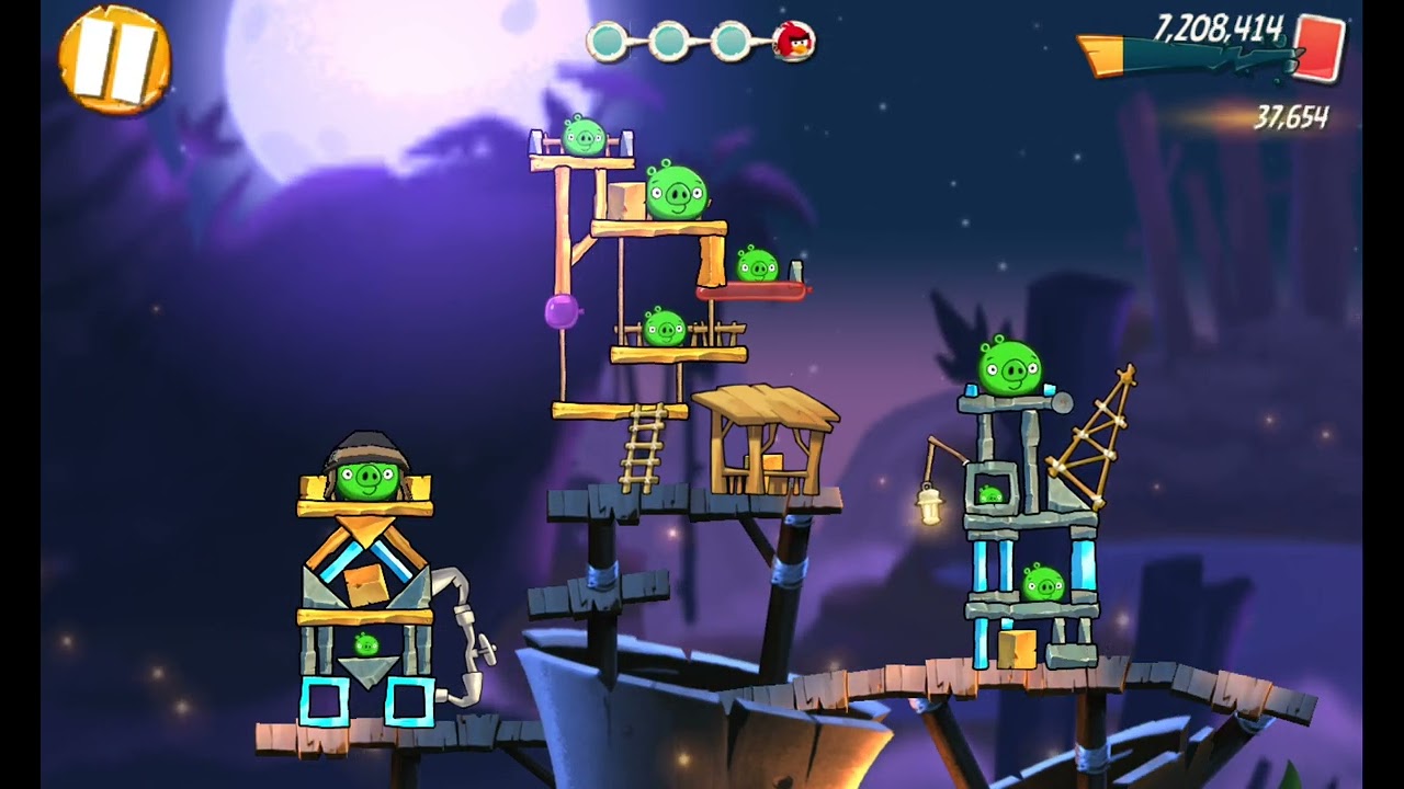 Speed running a few levels in angry birds 2