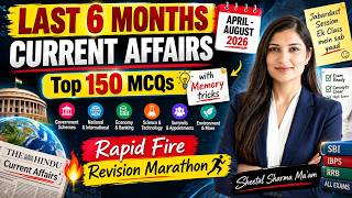 🎯 April - August 2026 🔥Top 150 MCQs 🥳 6 Months Current Affairs Marathon by Sheetal Mam #sbi #ibps Connect Monthly Update August 2026