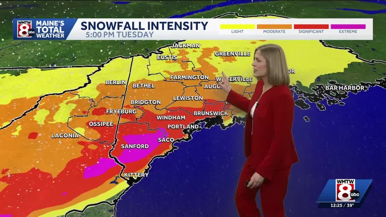 Hour-by-hour look at snowfall intensity during Maine's first widespread winter storm of season