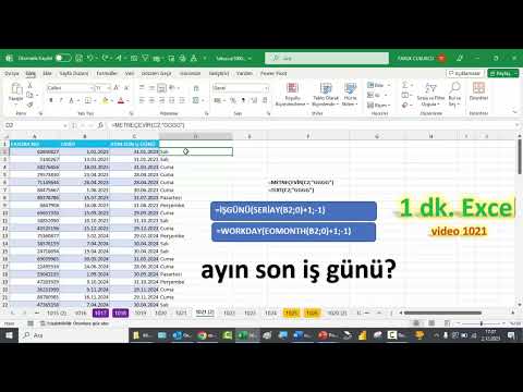 Excel 1 Dakika - Ayın Son İşgünü